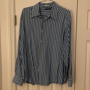 Claiborne.  XXL. Blue with silver/gray striping.